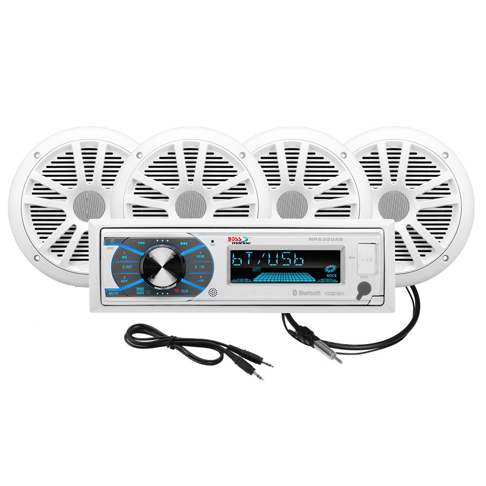 Kit de estéreo marino Boss Audio MCK632WB.64 y 2 pares de altavoces de 6.5" - Blanco