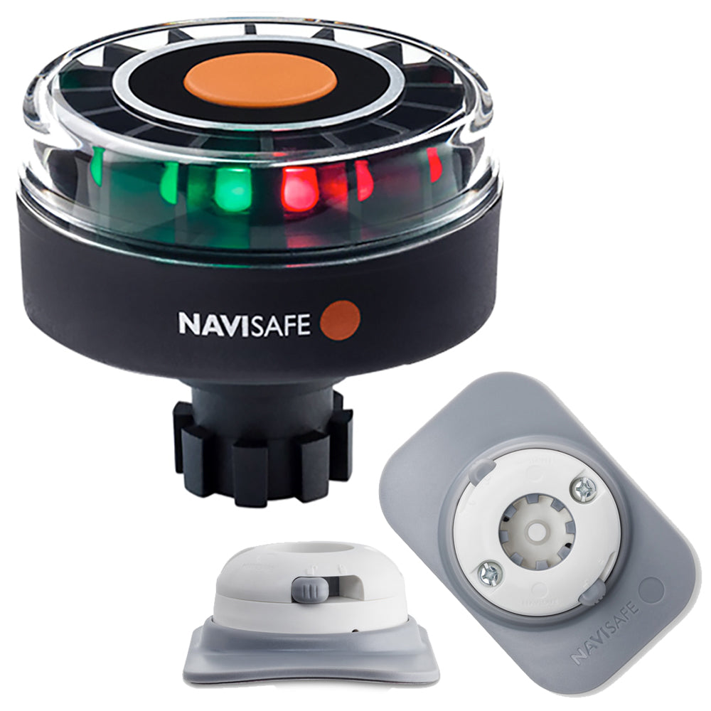 Luz de navegación tricolor Navisafe Navilight 2MN con base Navibolt y soporte para embarcación semirrígida - Blanco