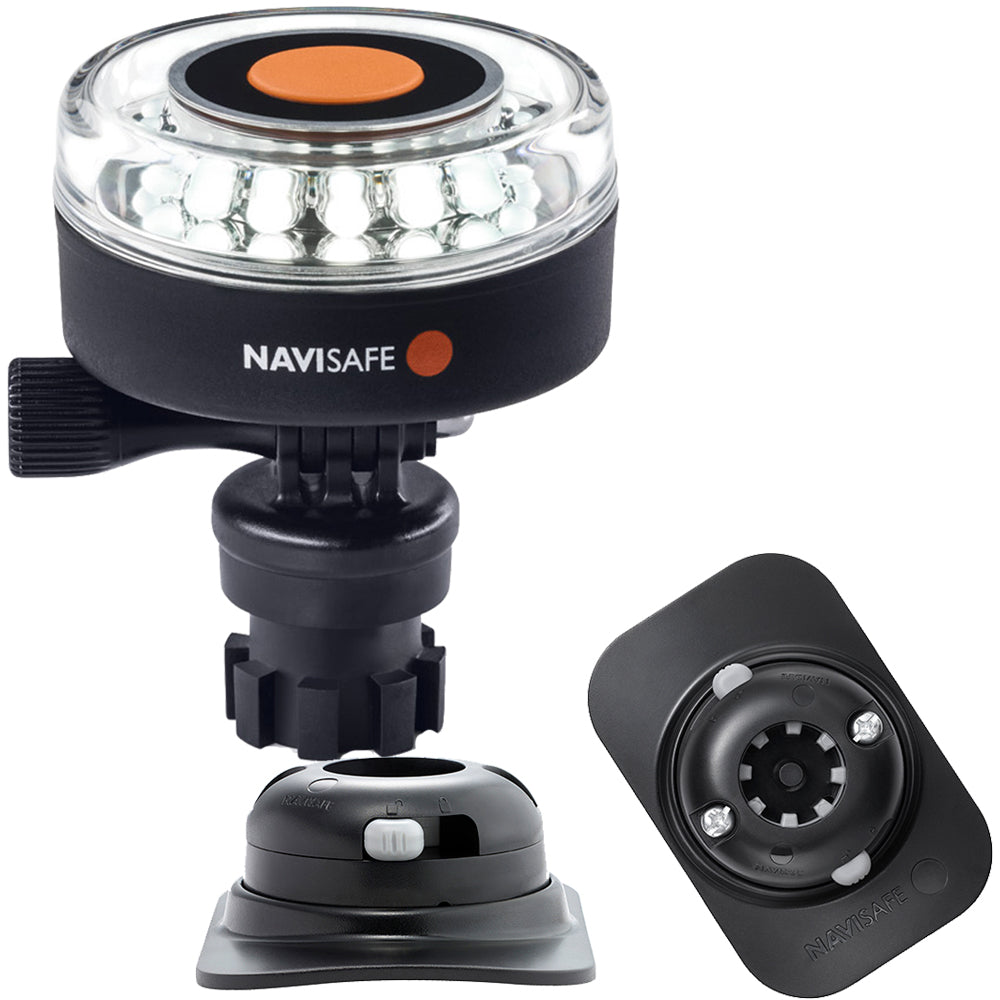 Navisafe Navilight 360° 2MN Blanco con base Navimount y soporte para bote semirrígido (RIB) - Negro