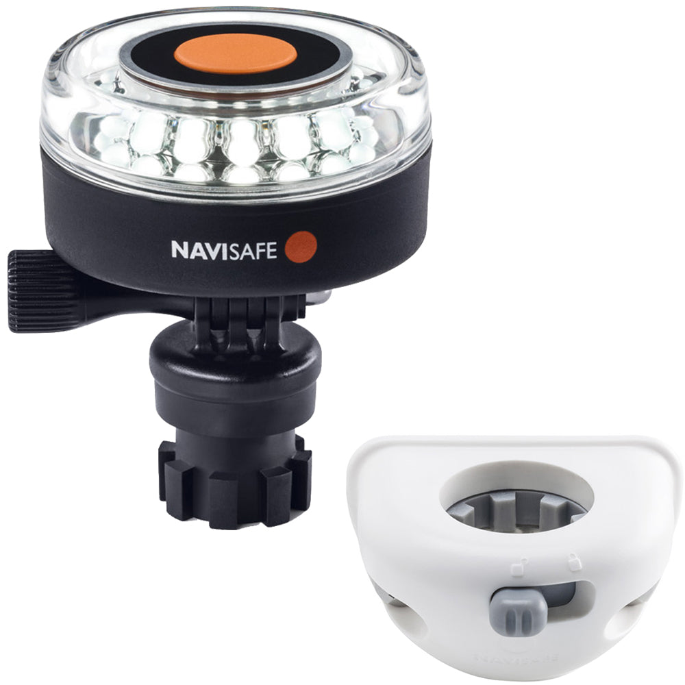 Luz de navegación Navisafe Navilight 360° 2MN blanca con base Navimount y soporte vertical - Blanco