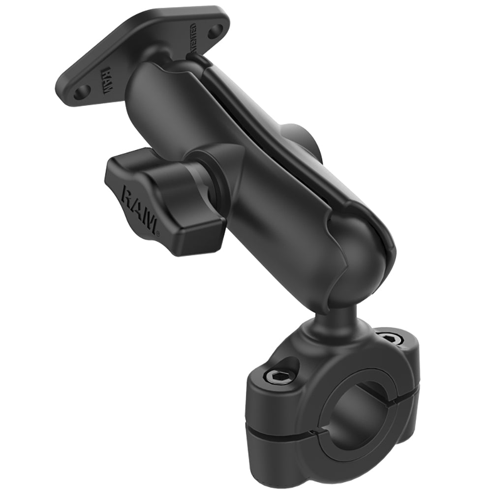 Base de montaje RAM® Torque™ para manillar/riel de 3/4" a 1" de diámetro con bola de 1", brazo medio y base de bola con diamante