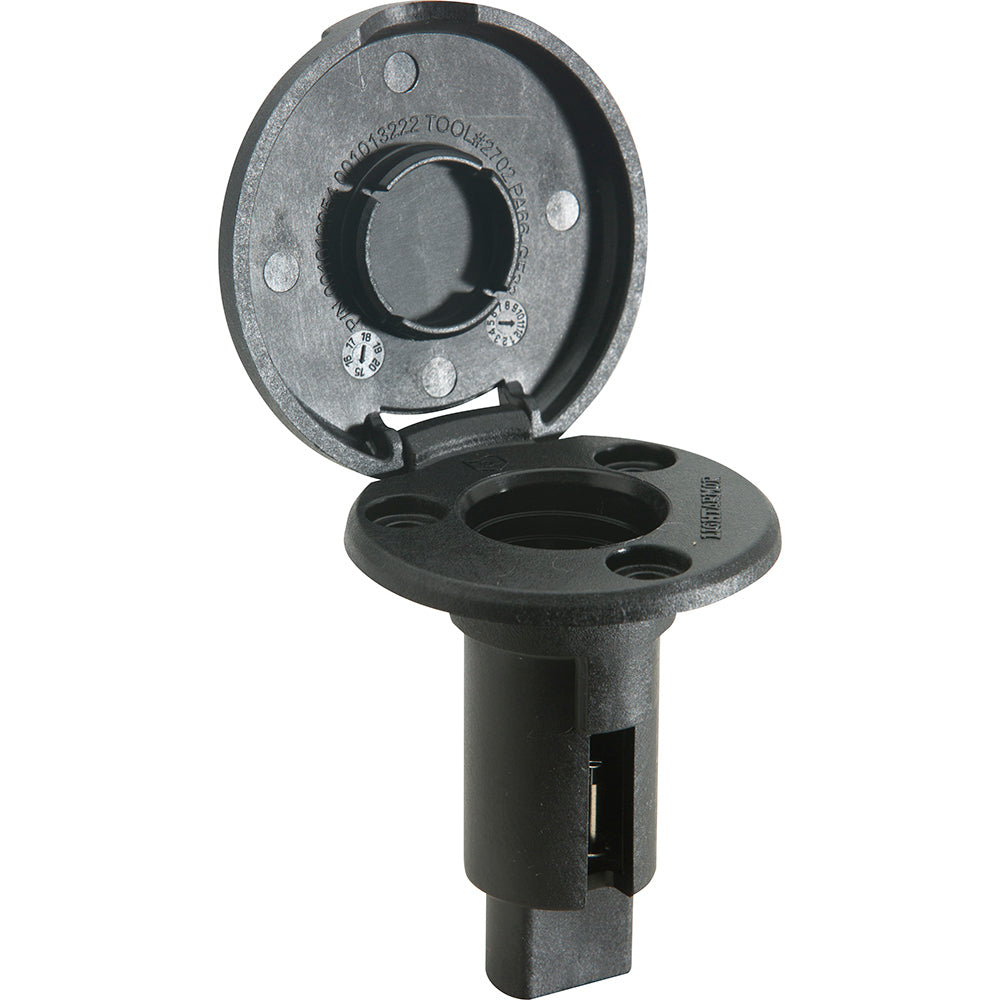 Attwood LightArmor Base Enchufable - 2 Pines - Negro - Redonda