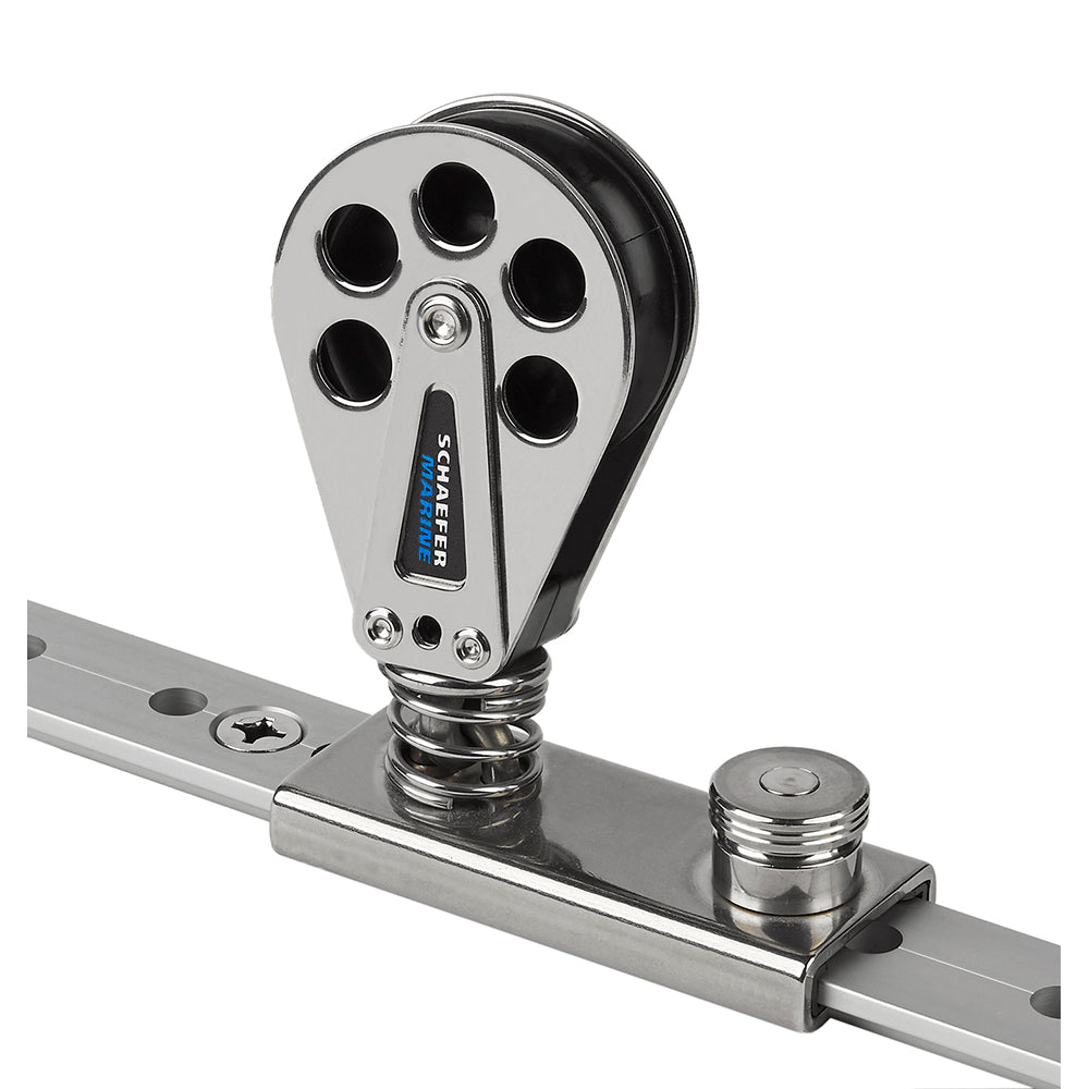 Schaefer - Deslizador con resorte/revestido de acero inoxidable para riel en T de 1-1/4"