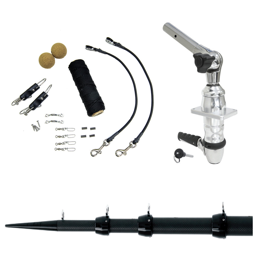 Sistema de montaje superior Tigress XD - 15' - Kit de aparejo Elite para tangones Black Outriggers