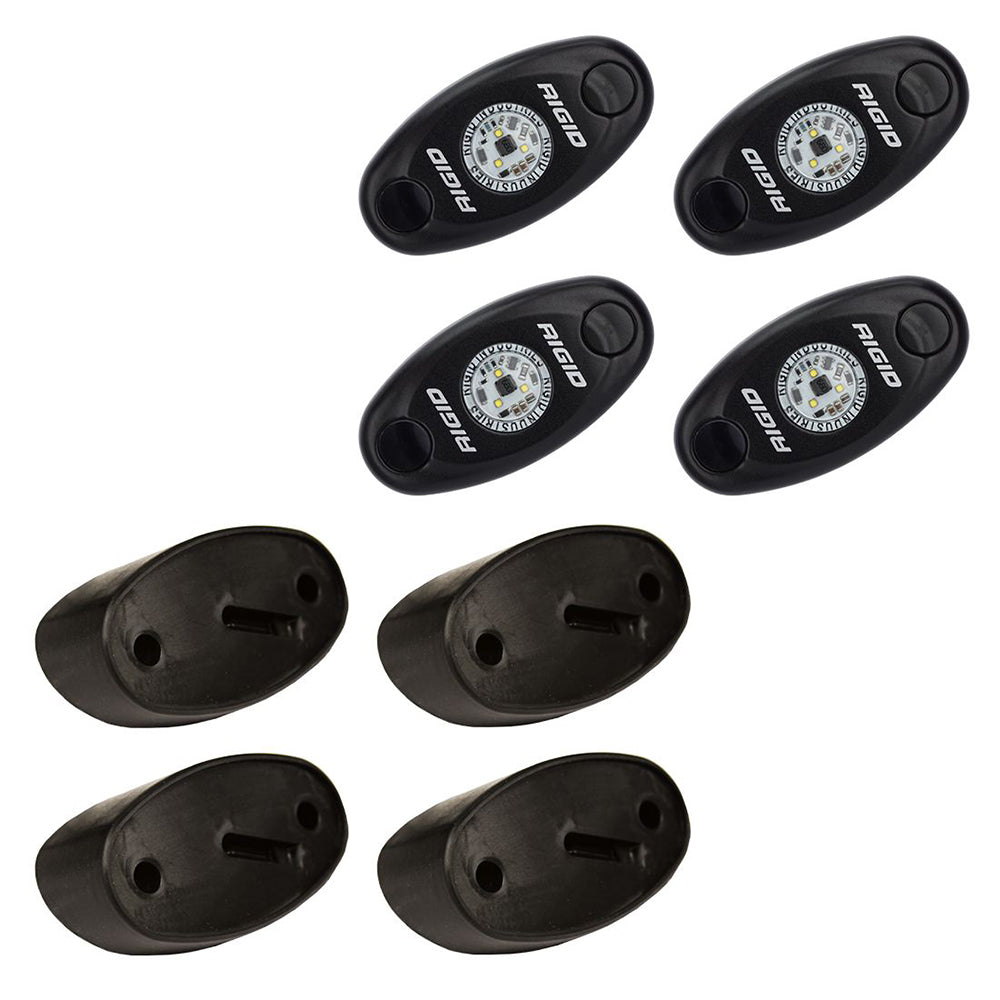RIGID Industries Kit de luces LED para rocas serie A - 4 luces azules - Negro