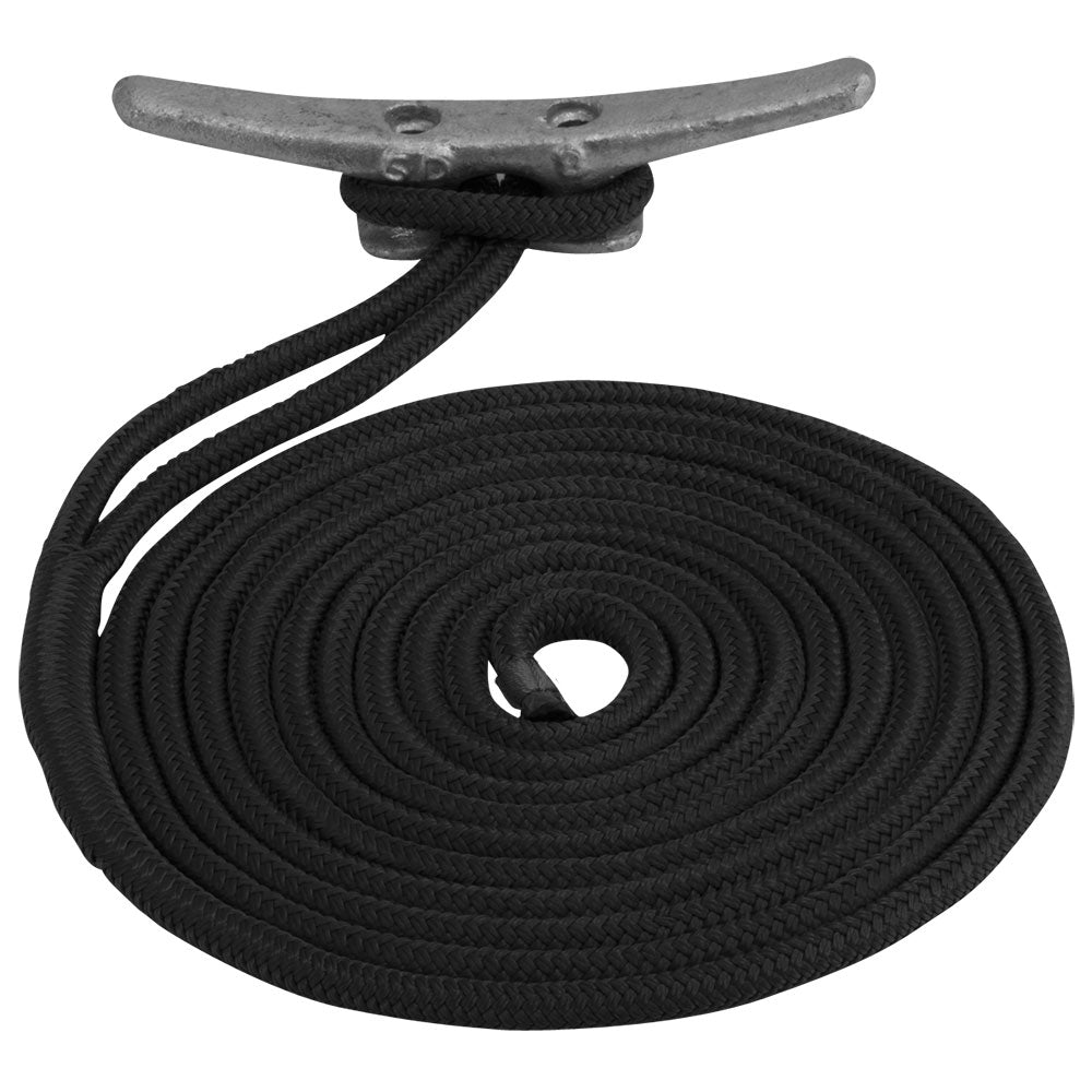 Cabo de amarre de nailon de doble trenzado Sea-Dog - 3/8" x 10' - Negro