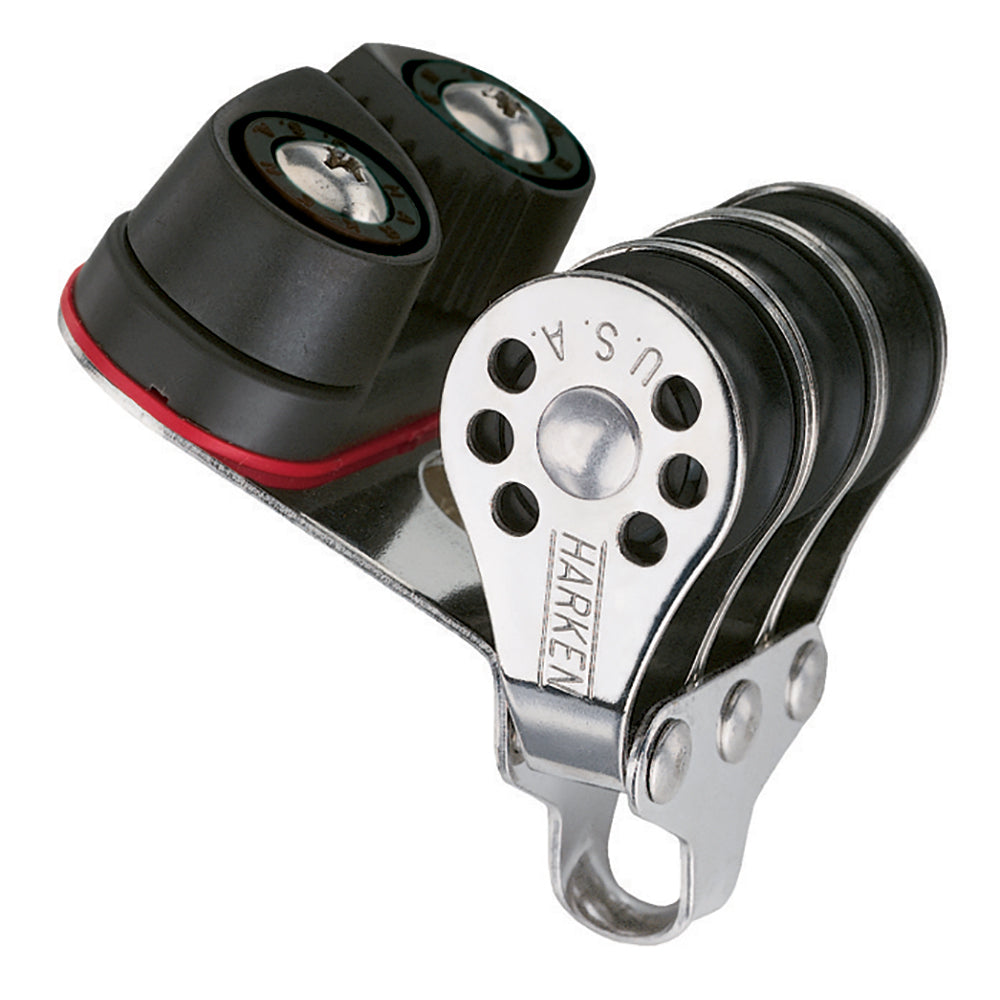 Polea Triple Micro Harken de 22 mm con cornamusa - Pesca