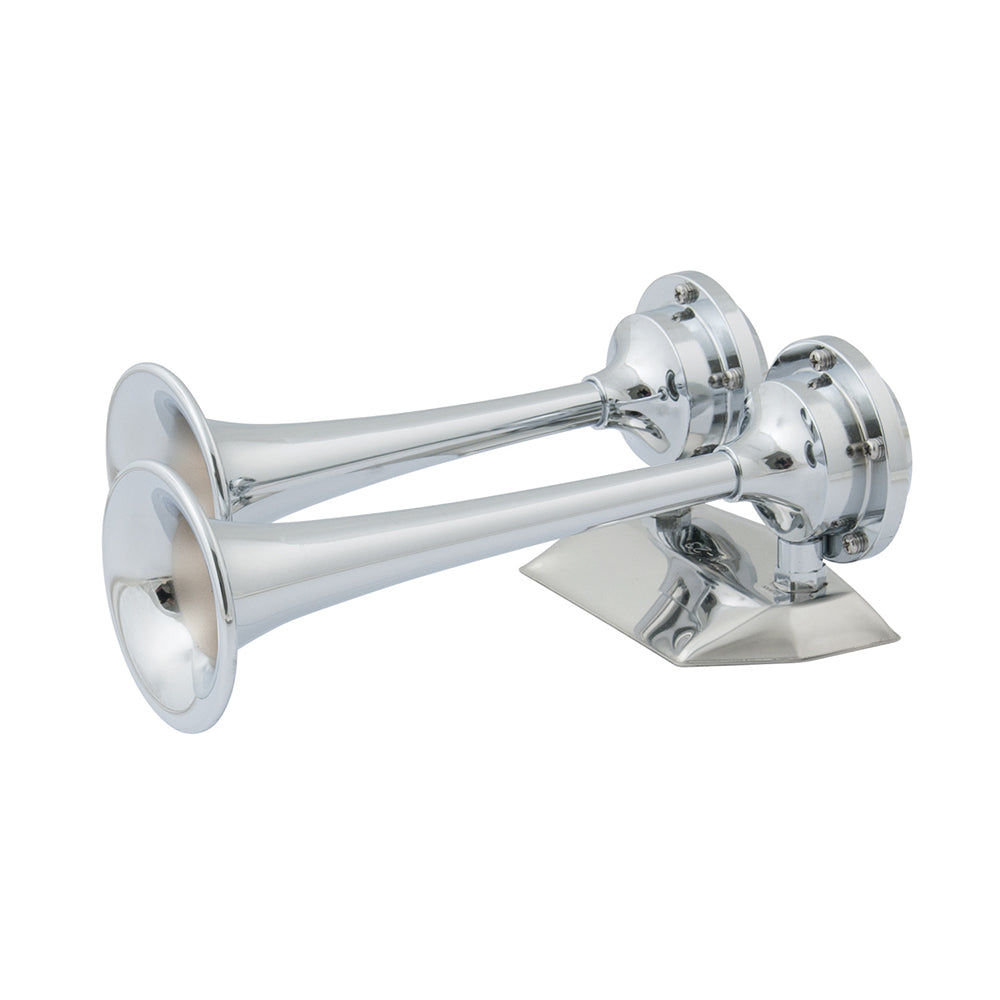 Bocina de aire mini de doble trompeta cromada de 12V Marinco