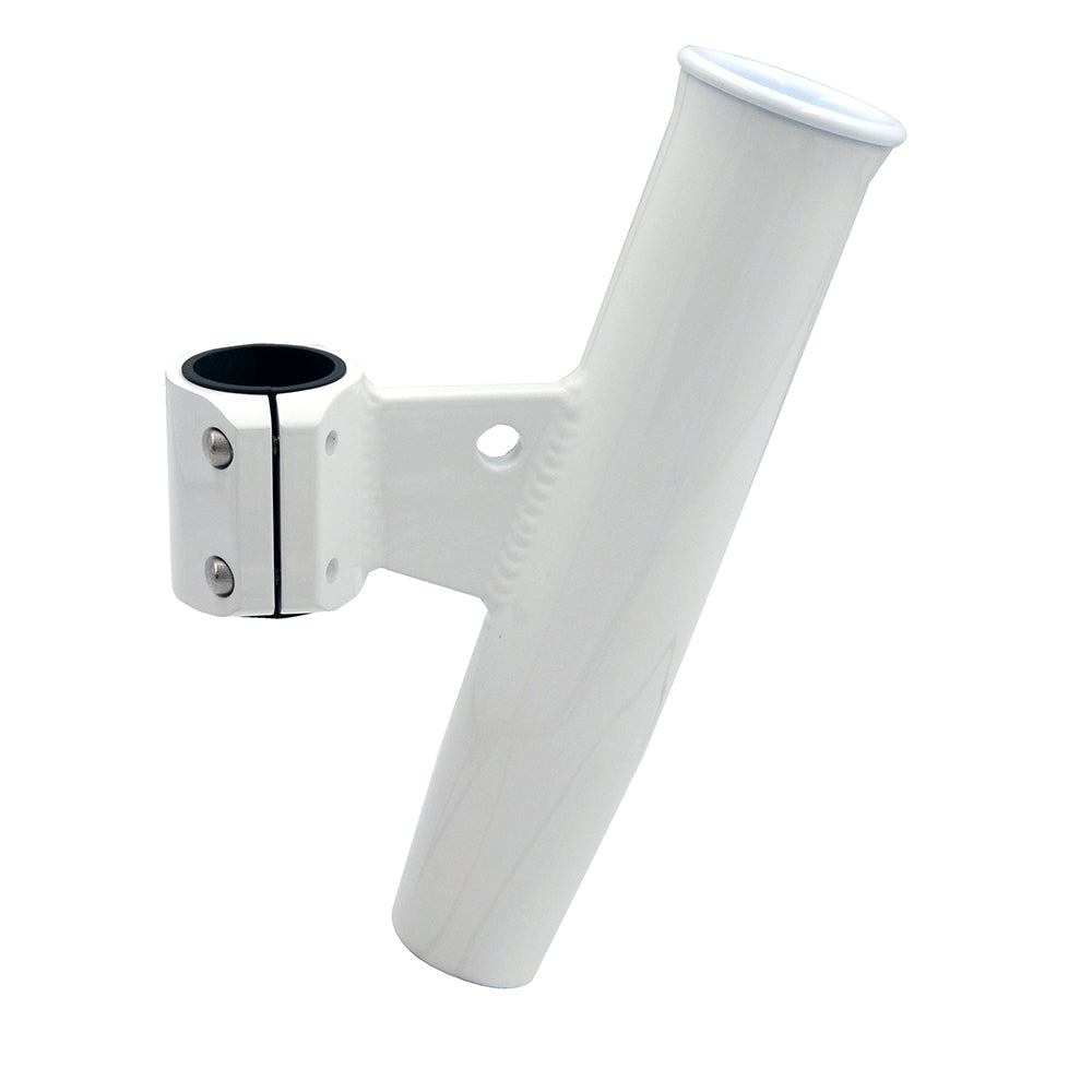 Portacañas vertical de abrazadera C.E. Smith de aluminio, 1-2/3" DE, recubrimiento en polvo blanco con funda