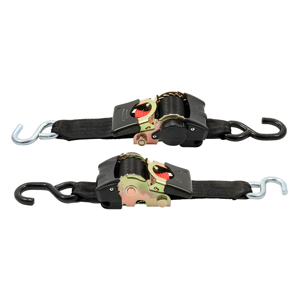 Correas de amarre retráctiles Camco - 2" de ancho, 6' con ganchos dobles