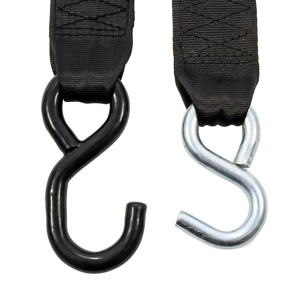 Correas de amarre retráctiles Camco - 2" de ancho, 6' con ganchos dobles