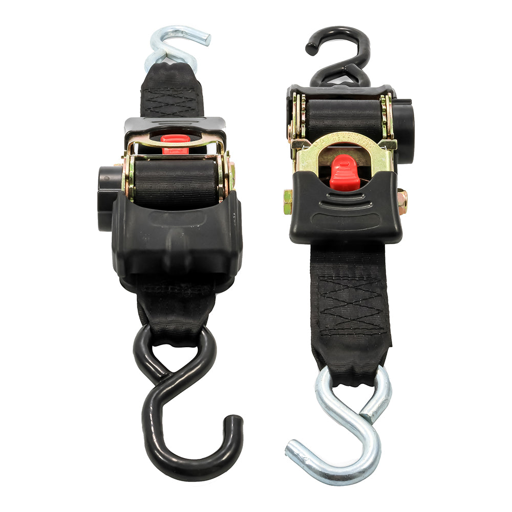Correas de amarre retráctiles Camco - 2" de ancho, 6' con ganchos dobles