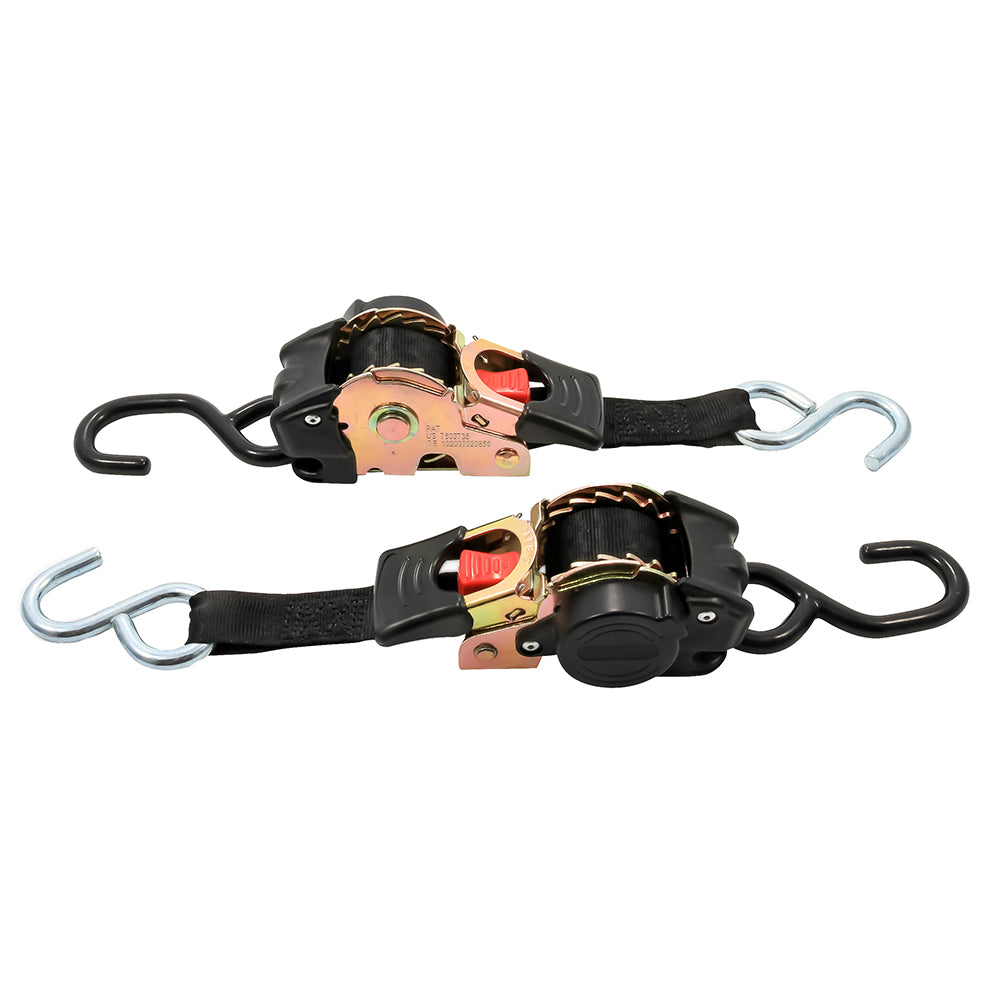 Correas de amarre retráctiles Camco - 1" de ancho, 6' con ganchos dobles