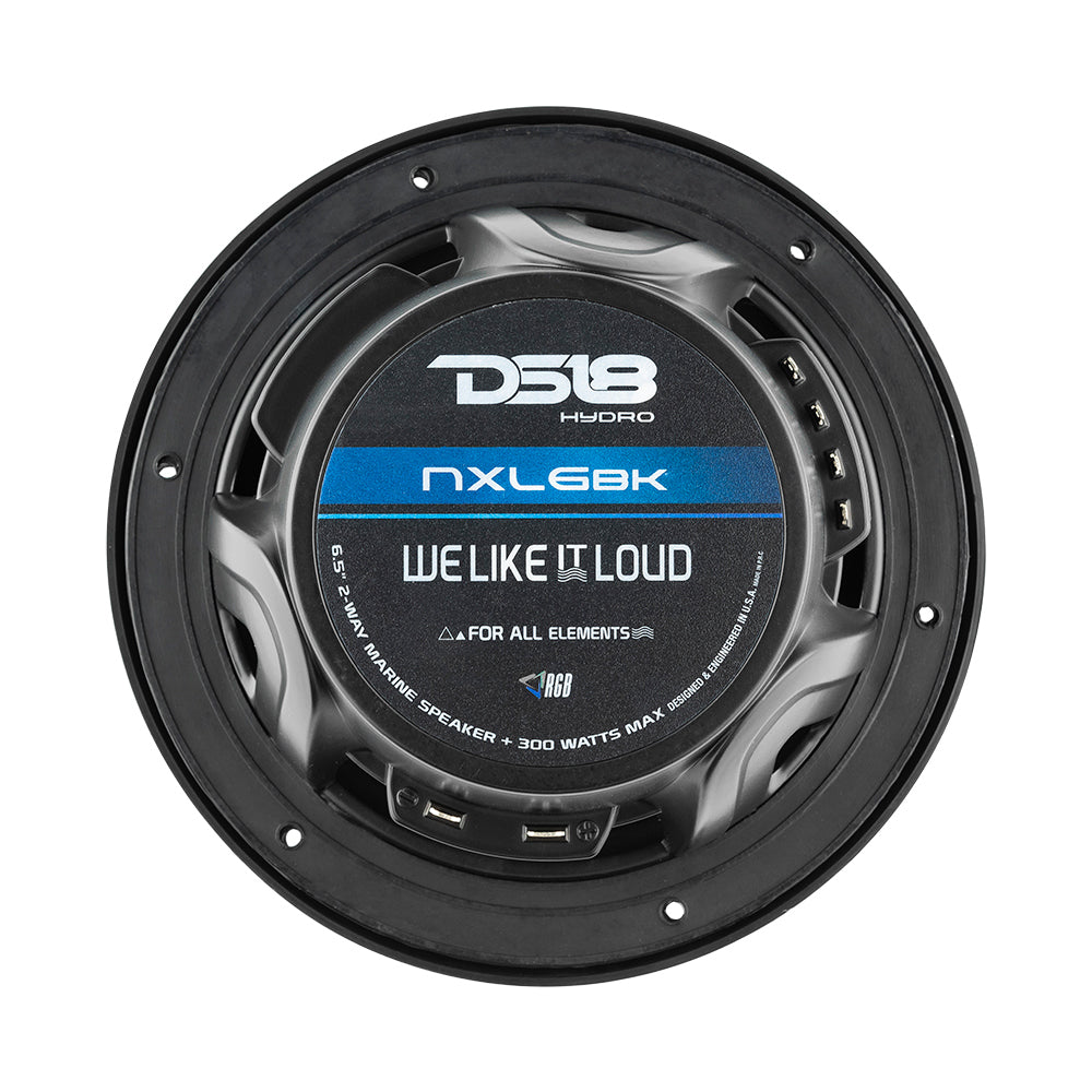 DS18 HYDRO 6.5" 2-Way Marine Speakers w/ RGB Lights - Matte Black