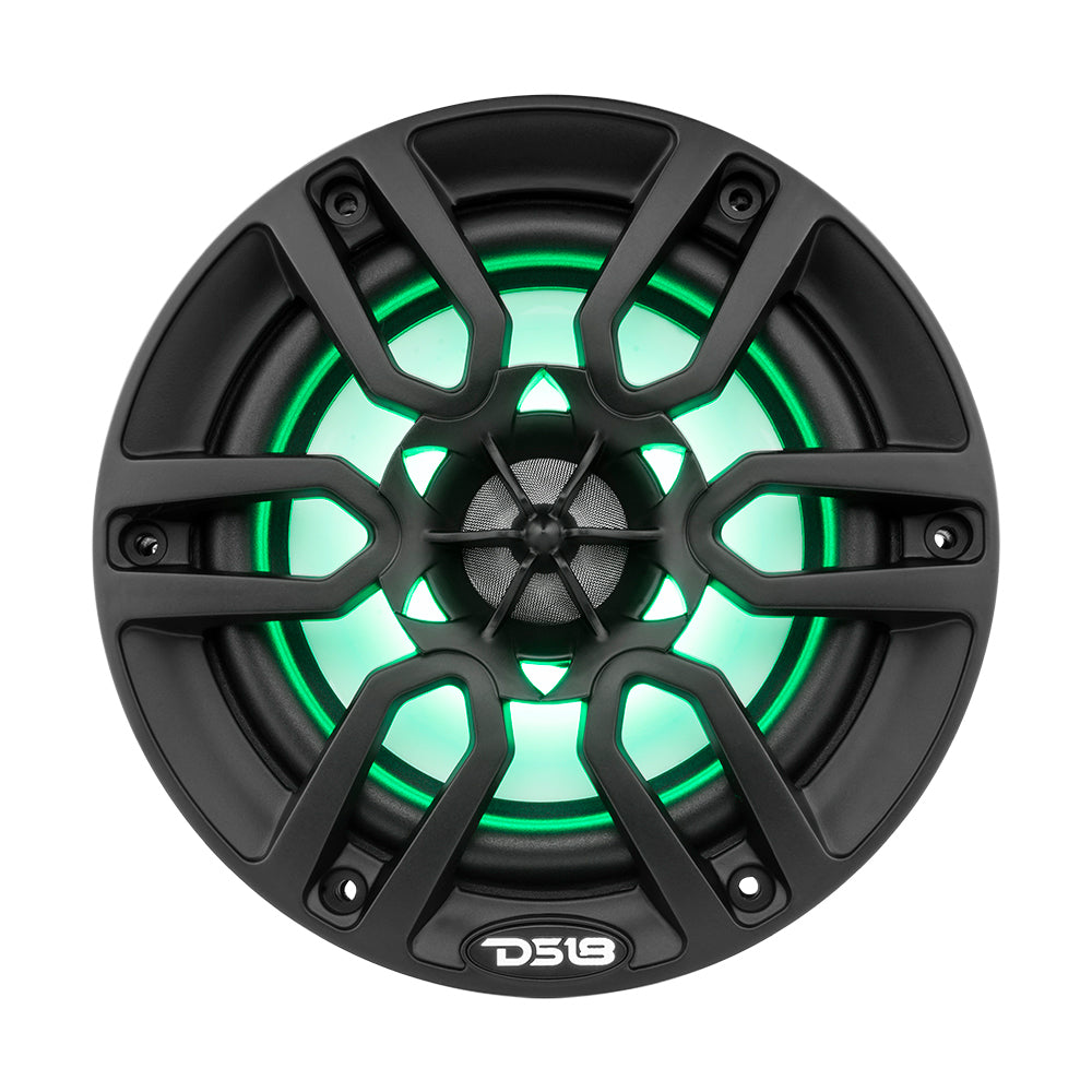 DS18 HYDRO 6.5" 2-Way Marine Speakers w/ RGB Lights - Matte Black