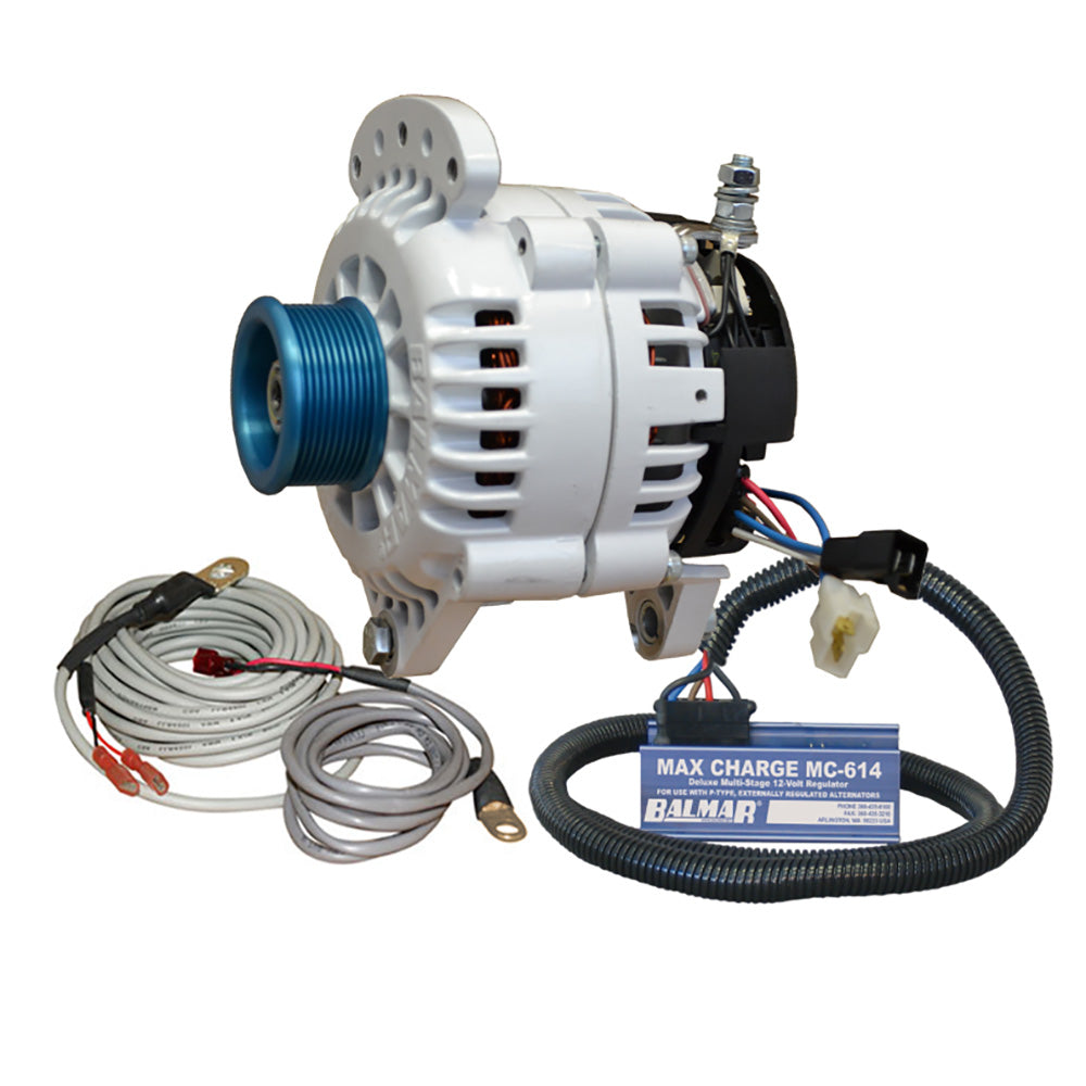 Kit de alternador Balmar de 120 AMP, 120 V, soporte de doble pie de 3.15", polea J10, regulador y sensor de temperatura