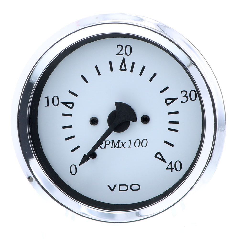Tacómetro diésel VDO Cockpit Marine 85MM (3-3/8") - 4000 RPM - Esfera blanca/bisel cromado