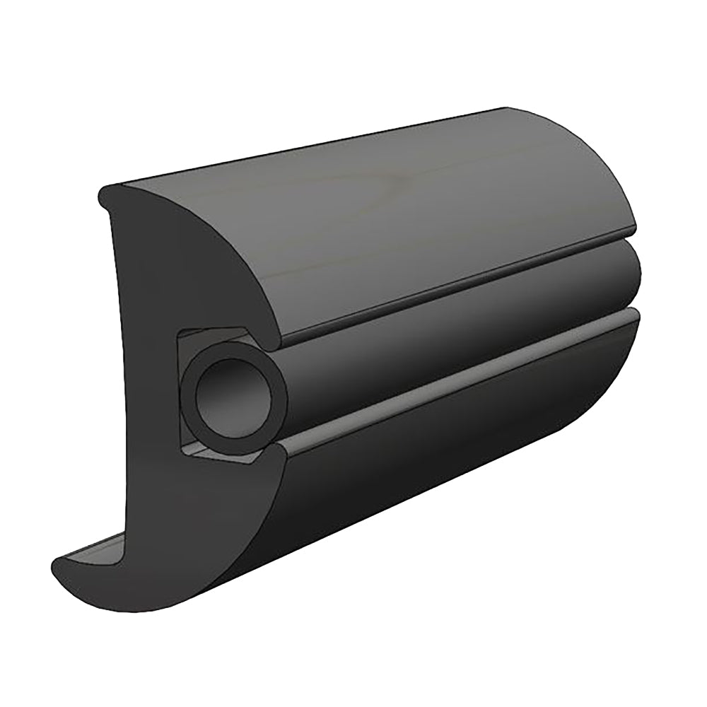 Perfil de protección (rub rail) de vinilo flexible negro TACO, 1-1/16" x 1-7/8", 50' de largo
