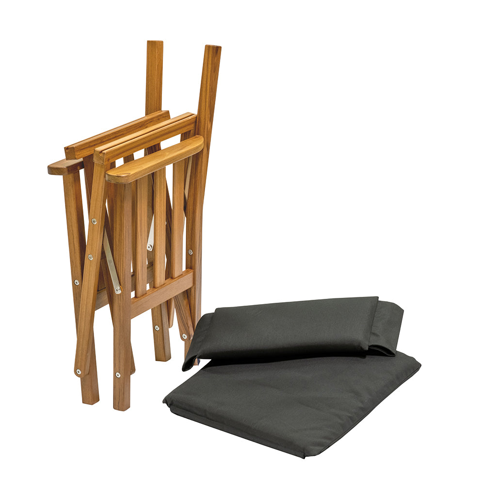 Silla de director Whitecap II con cojín negro - Teca