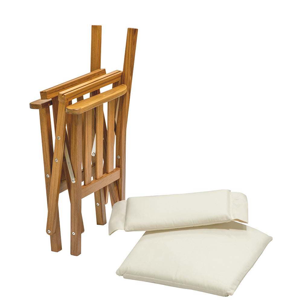Silla de director Whitecap II con cojín color crema - Teca