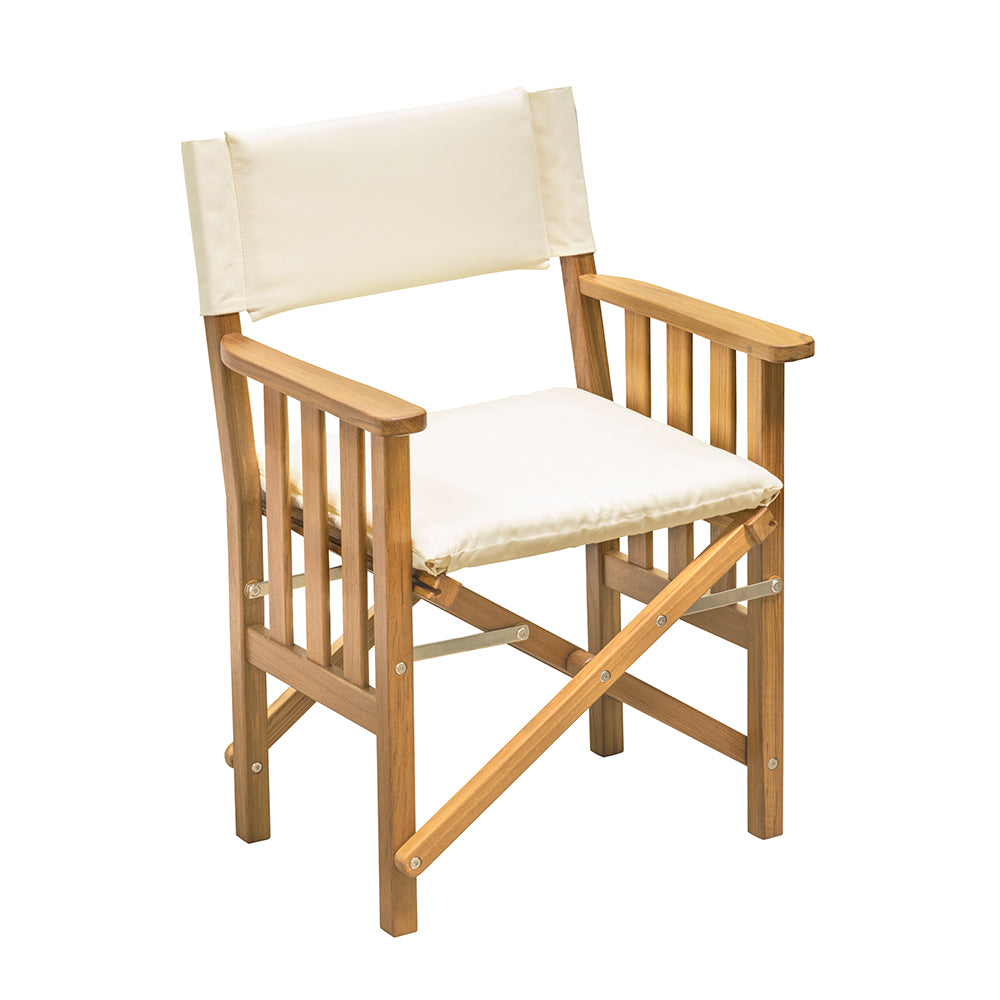 Silla de director Whitecap II con cojín color crema - Teca
