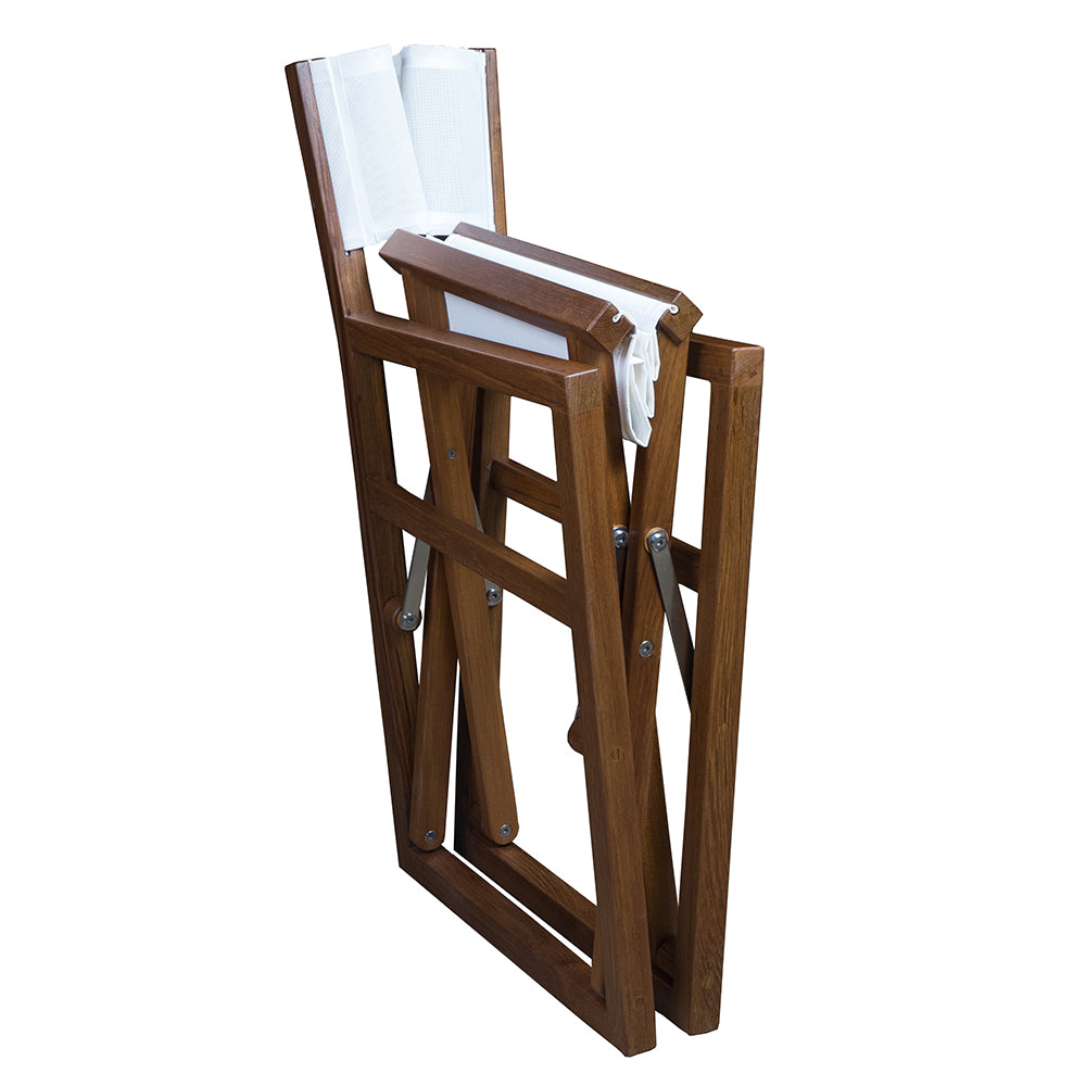 Silla de director Whitecap con tela Batyline blanca - Teca