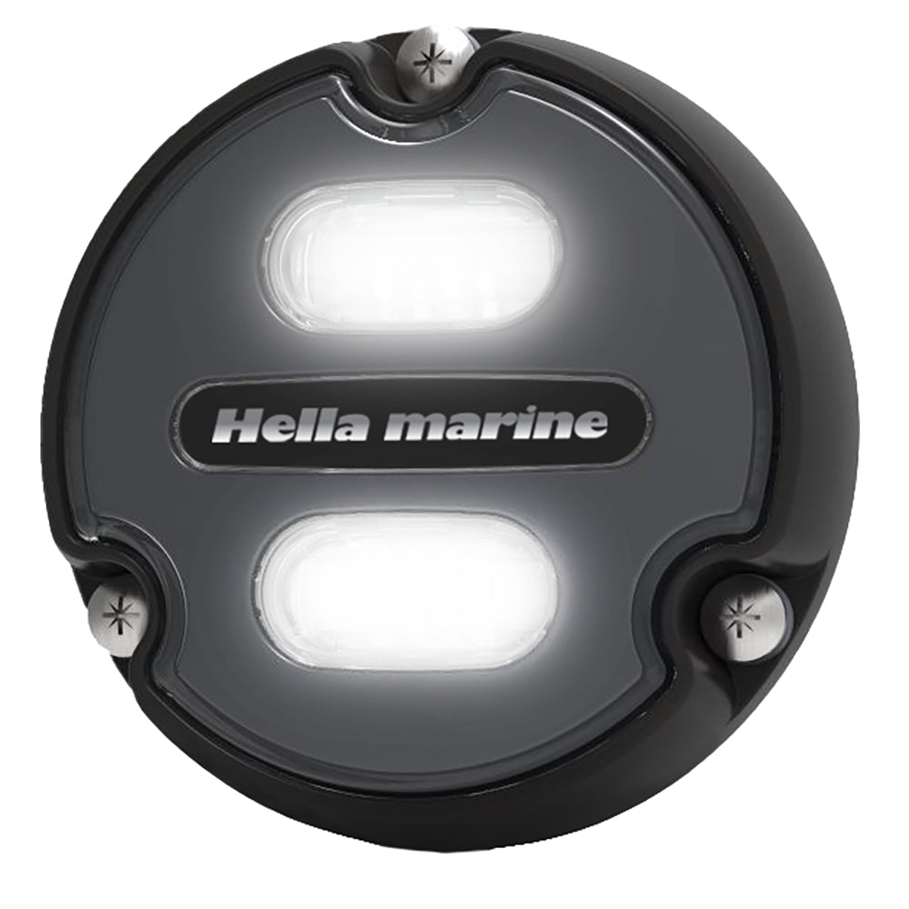 Luz subacuática Hella Marine Apelo A1 azul/blanca - 1800 lúmenes - Carcasa negra - Lente color carbón