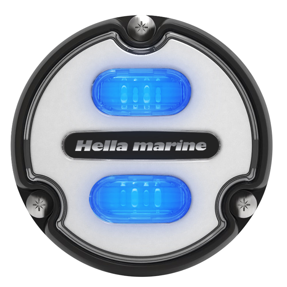 Luz subacuática Hella Marine Apelo A1 azul/blanca - 1800 lúmenes - carcasa negra - lente blanca