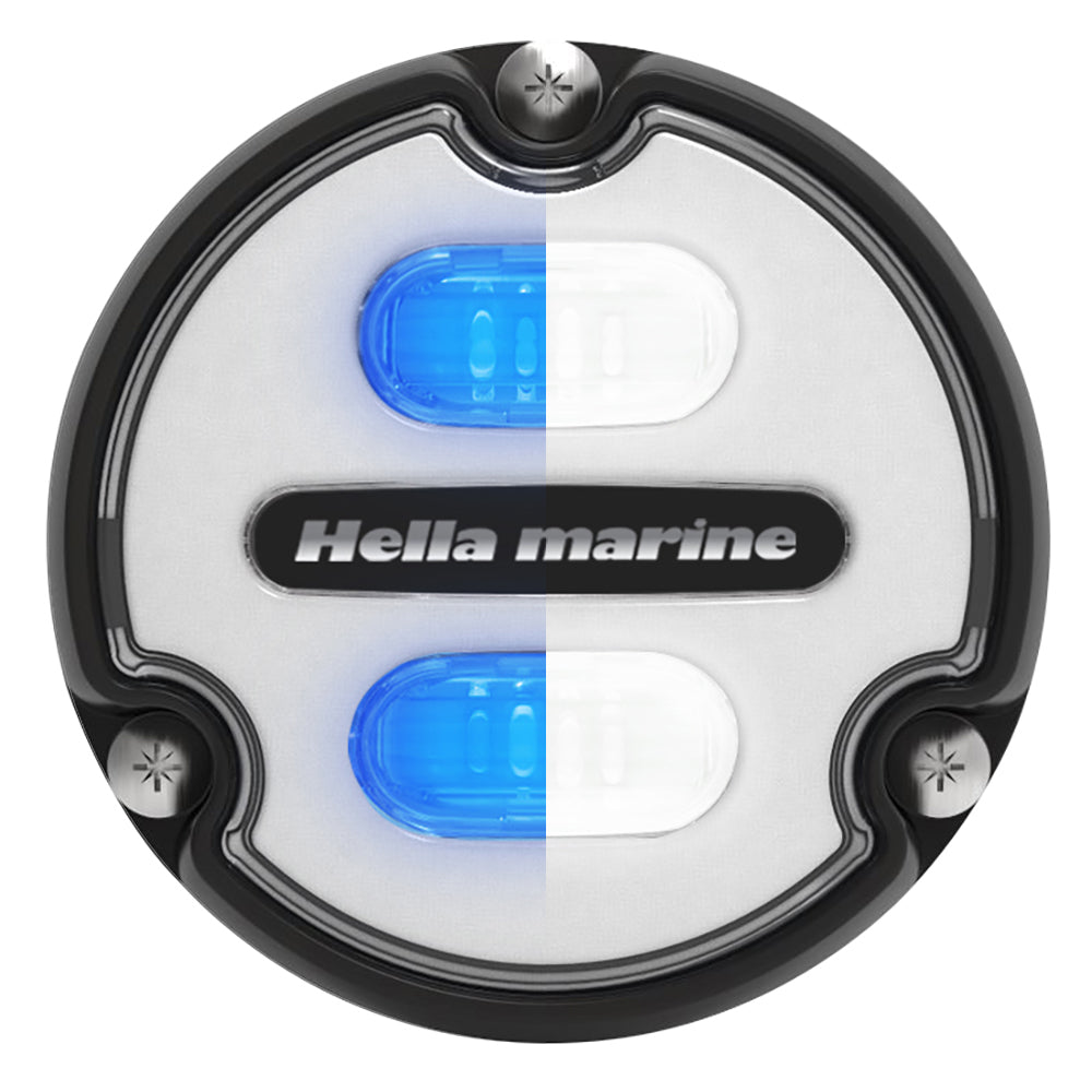 Luz subacuática Hella Marine Apelo A1 azul/blanca - 1800 lúmenes - carcasa negra - lente blanca