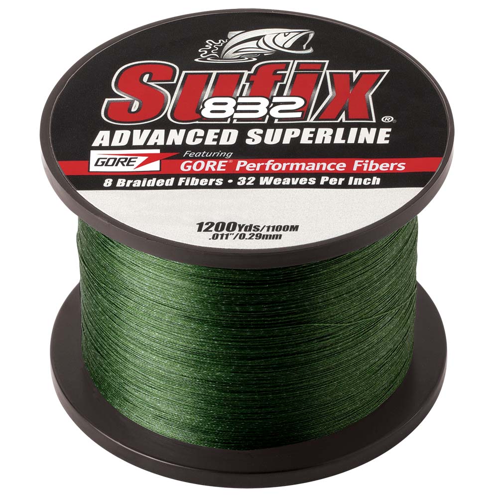 Línea trenzada Sufix 832® Advanced Superline® - 10 lb - Verde baja visibilidad - 1200 yardas