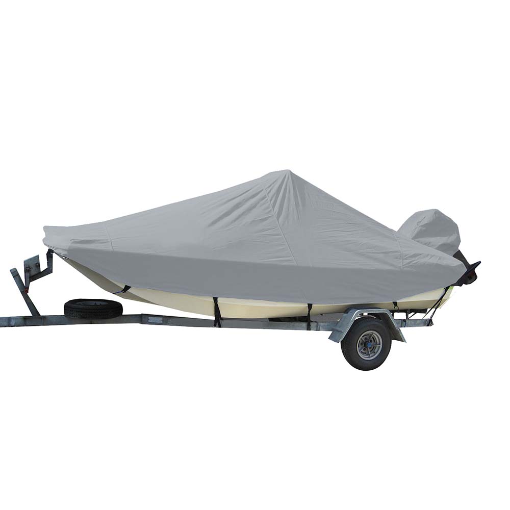 Funda para embarcación Carver Sun-DURA® de ajuste estilizado para lanchas de pesca con consola central tipo bahía de 21.5' - Gris