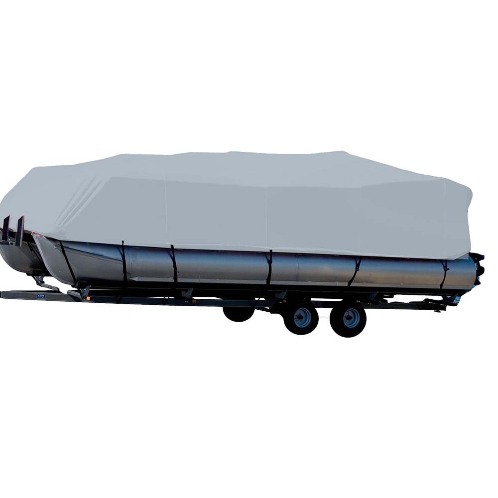 Funda para embarcación Carver Sun-DURA® con diseño a medida para pontones de 22.5' con capota Bimini y rieles - Gris