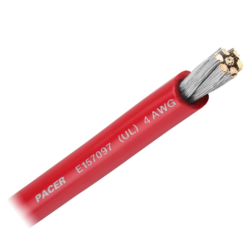 Cable de batería Pacer rojo de 4 AWG - Se vende por pie