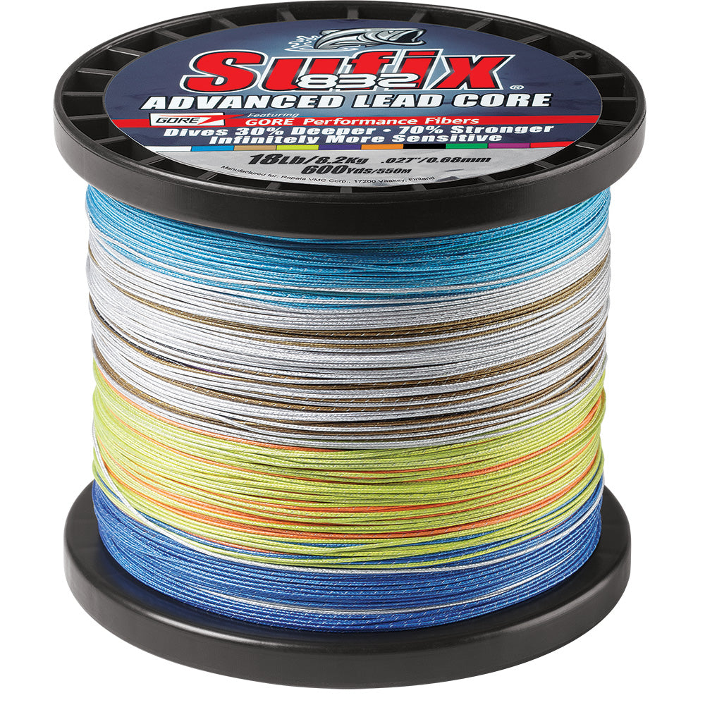 Sufix 832 Advanced Lead Core - 18lb - 10 colores medidos - 600 yardas