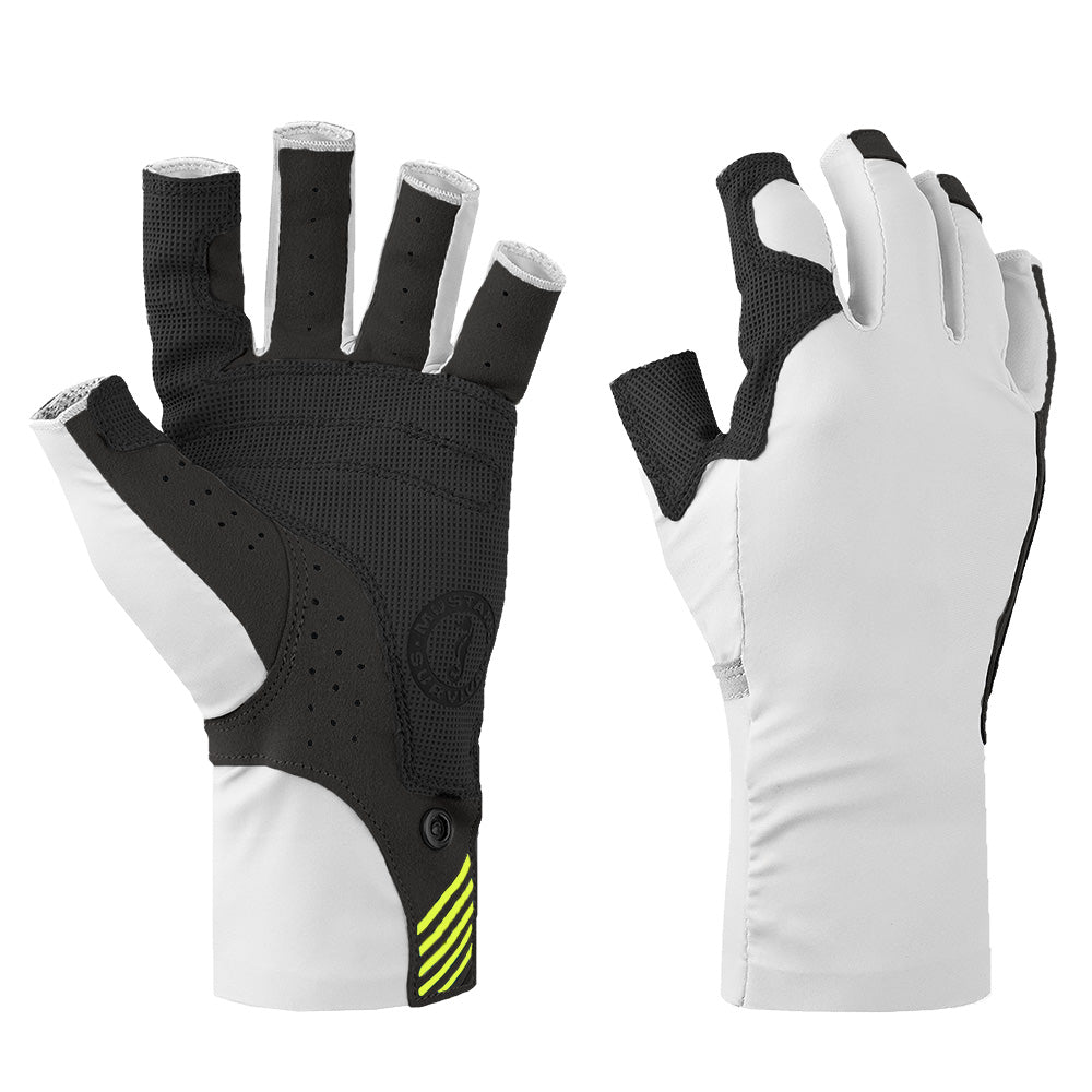 Guantes Mustang Traction UV de dedos abiertos - Blanco y negro - Mediano