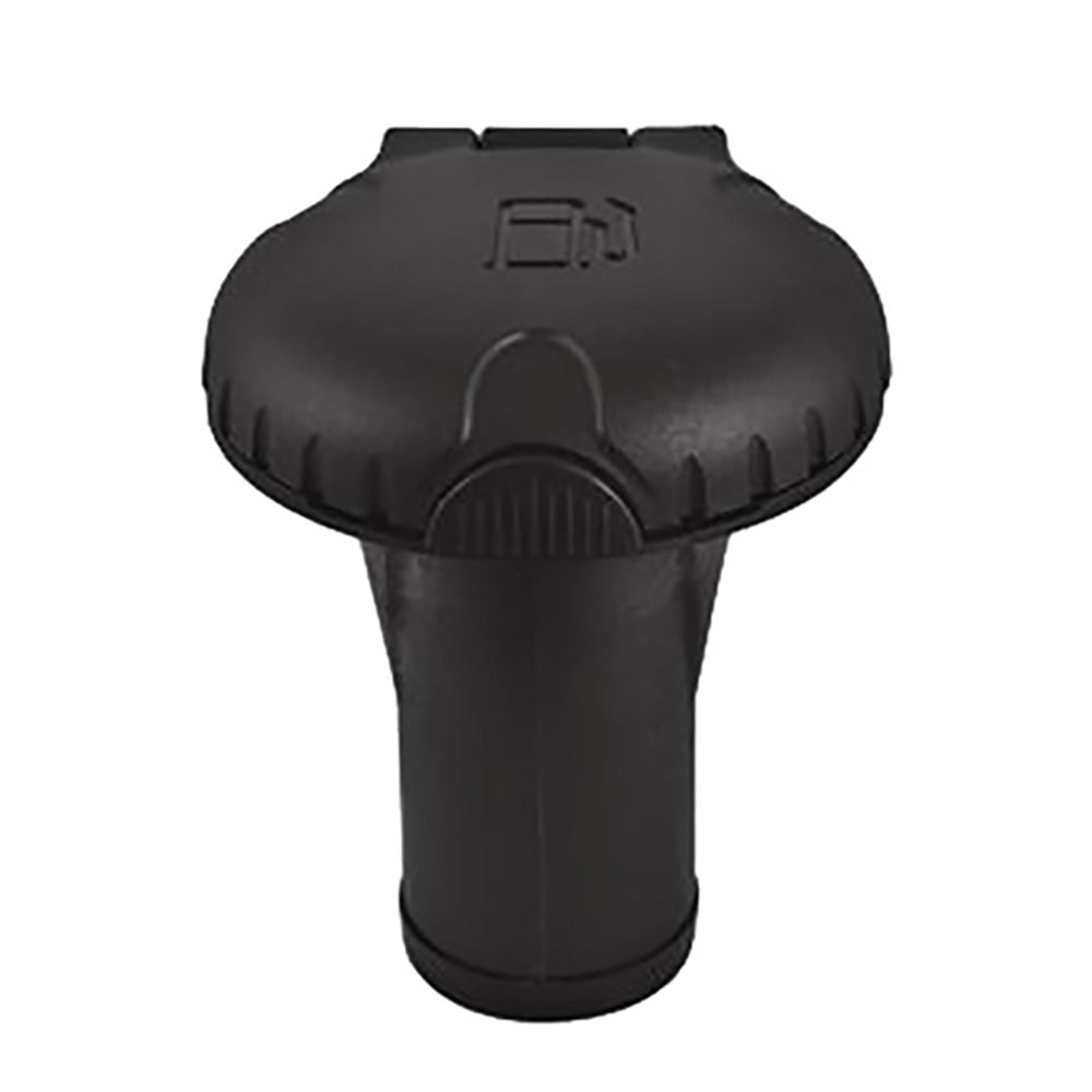 Llenados de cubierta Attwood para sistemas de alivio de presión - Cuerpo recto - Tapa de plástico negro festoneada