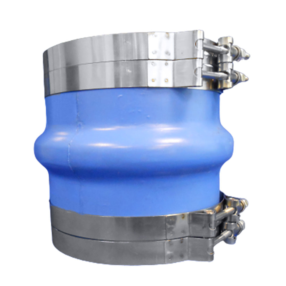 Trident Marine Codo de escape húmedo azul moldeado de silicona de 8" DI con 4 abrazaderas tipo T