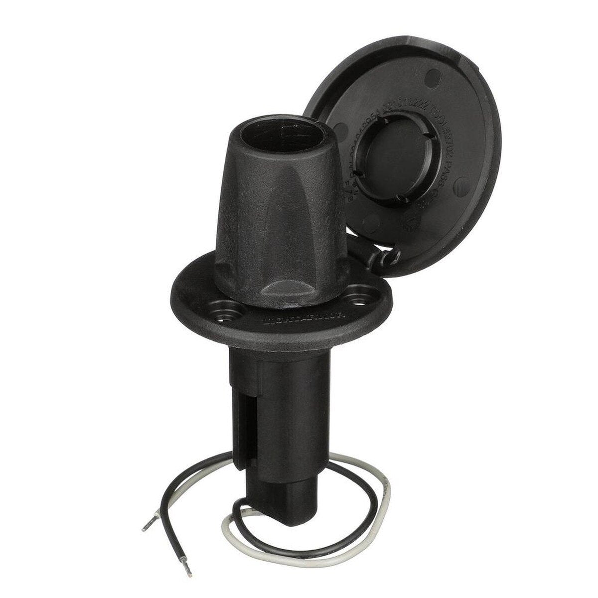 Attwood LightArmor Base Enchufable - 2 Pines - Negro - Redonda