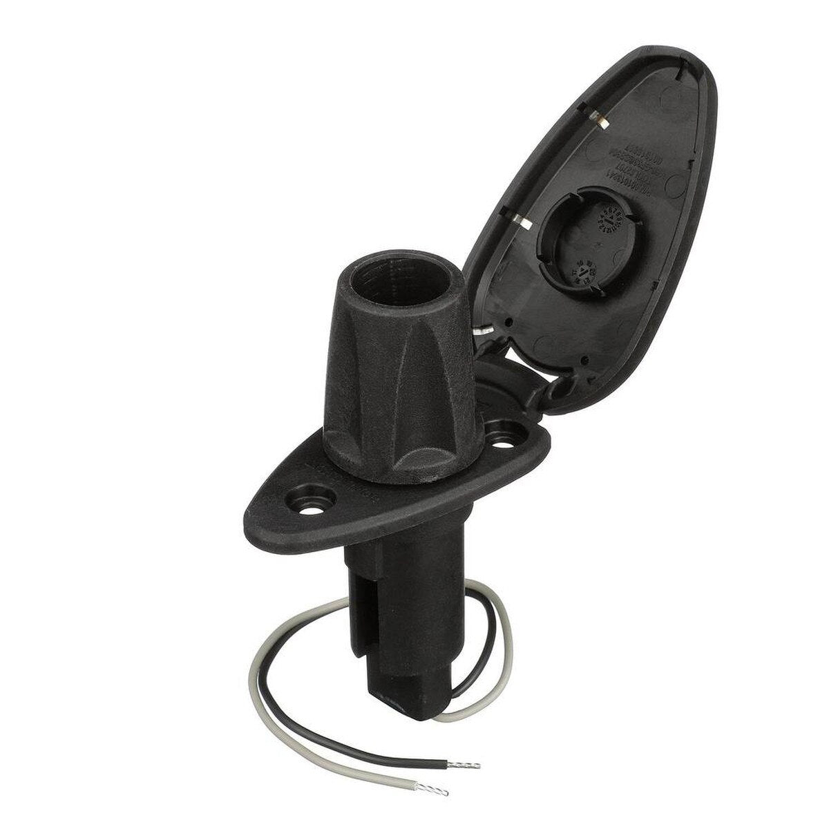 Base en forma de gota serie Attwood 910T, 2 pines, sobremoldeado, acero inoxidable 306, cubierta negra