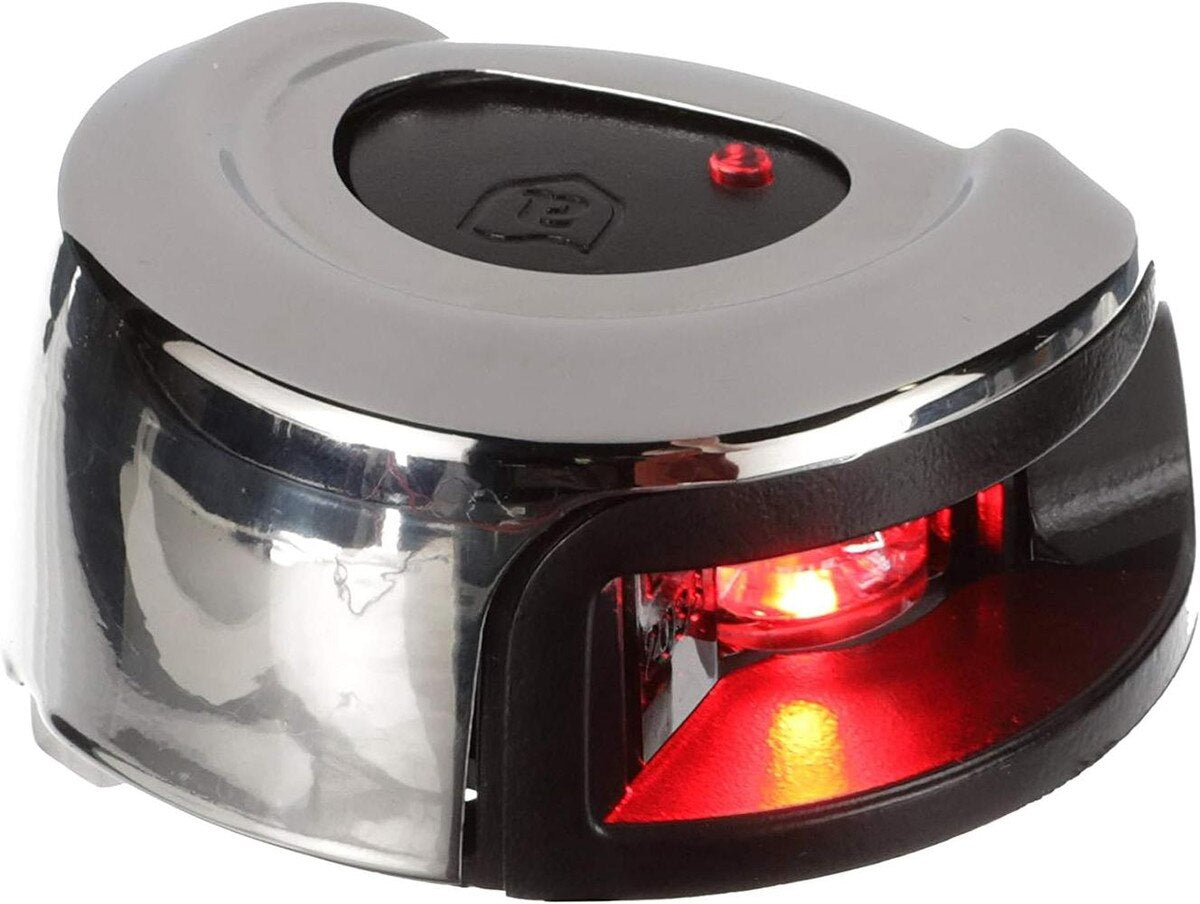 Attwood LightArmor Deck Mount Navigation Light - Stainless Steel - Port (red) - 2NM