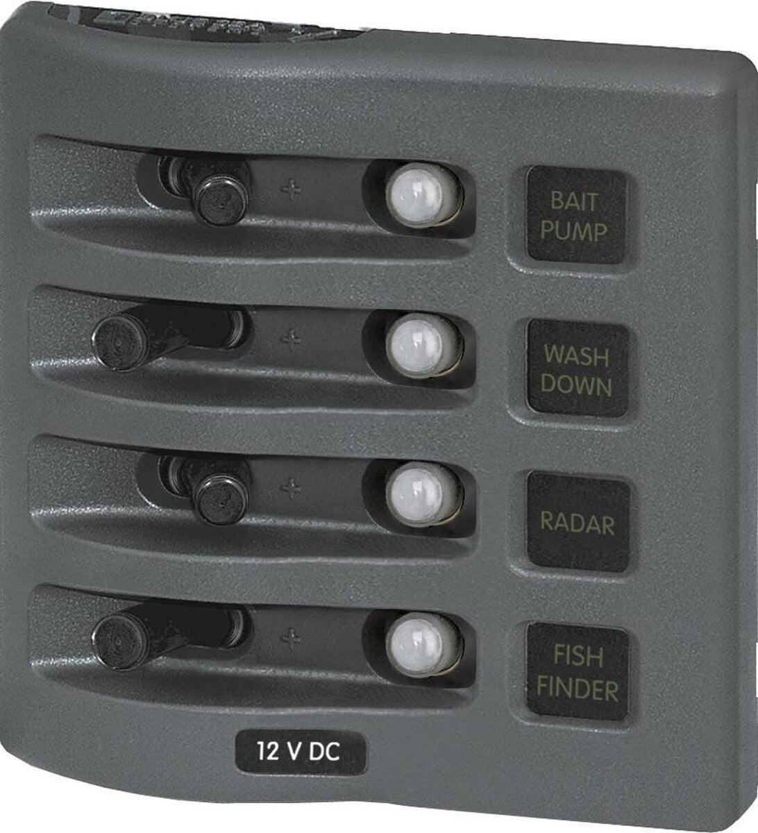 Panel de disyuntores resistente al agua WeatherDeck Blue Sea 4374 - 4 posiciones - Gris
