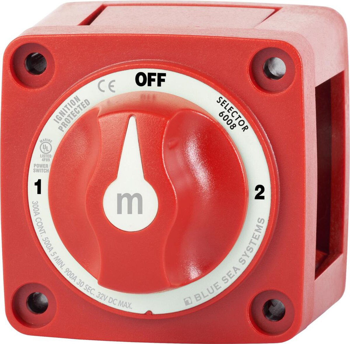 Blue Sea 6008 Interruptor de batería serie M, 3 posiciones - Rojo