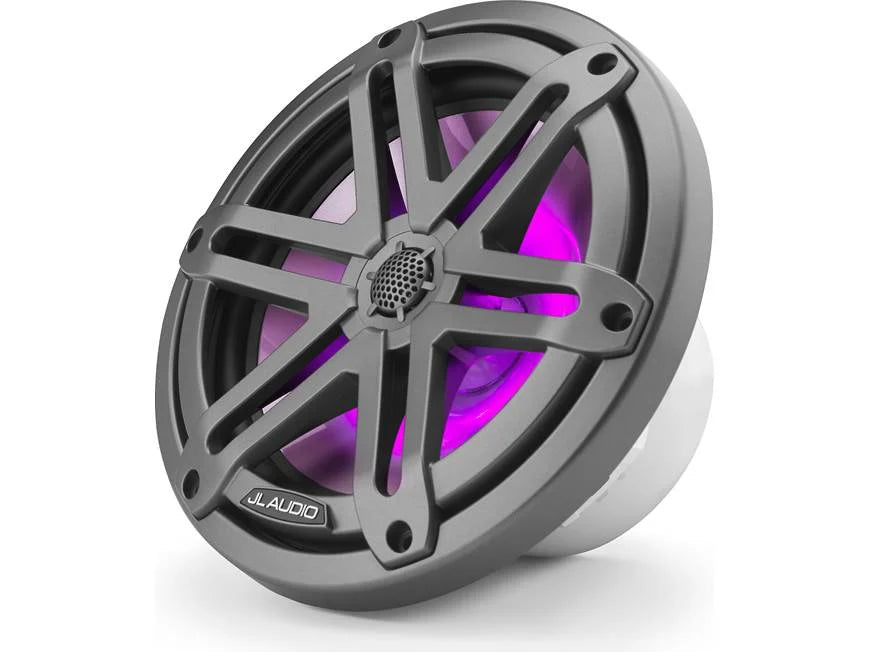 JL Audio M3 Series 7.7" Marine Coaxial Speakers w/Grey Metallic Sport Grilles w/RGB LED Lighting - M3-770X-S-Gm-i
