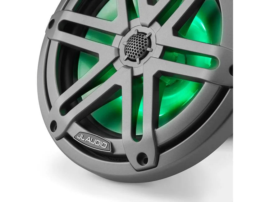 JL Audio M3 Series 7.7" Marine Coaxial Speakers w/Grey Metallic Sport Grilles w/RGB LED Lighting - M3-770X-S-Gm-i