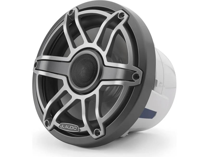 Altavoces coaxiales marinos JL Audio serie M6 de 8,8" con rejilla deportiva de titanio - M6-880X-S-GmTi