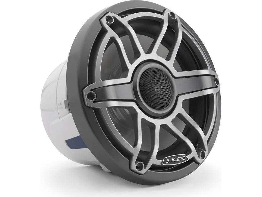 Altavoces coaxiales marinos JL Audio serie M6 de 8,8" con rejilla deportiva de titanio - M6-880X-S-GmTi