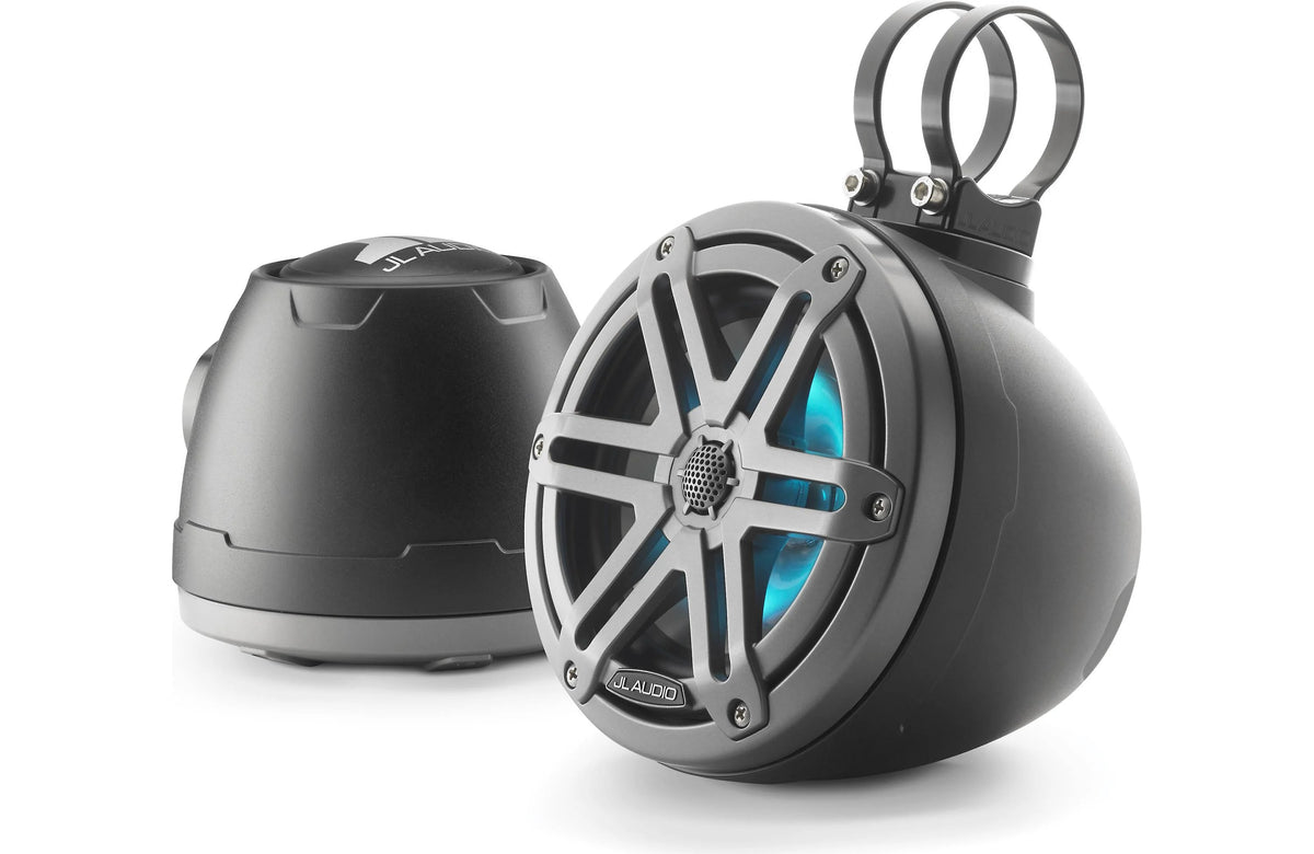 Altavoces coaxiales cerrados JL Audio serie M3 VeX™ de 6.5" con iluminación LED RGB y rejillas deportivas gris metálico - M3-650VEX-Mb-S-Gm-i