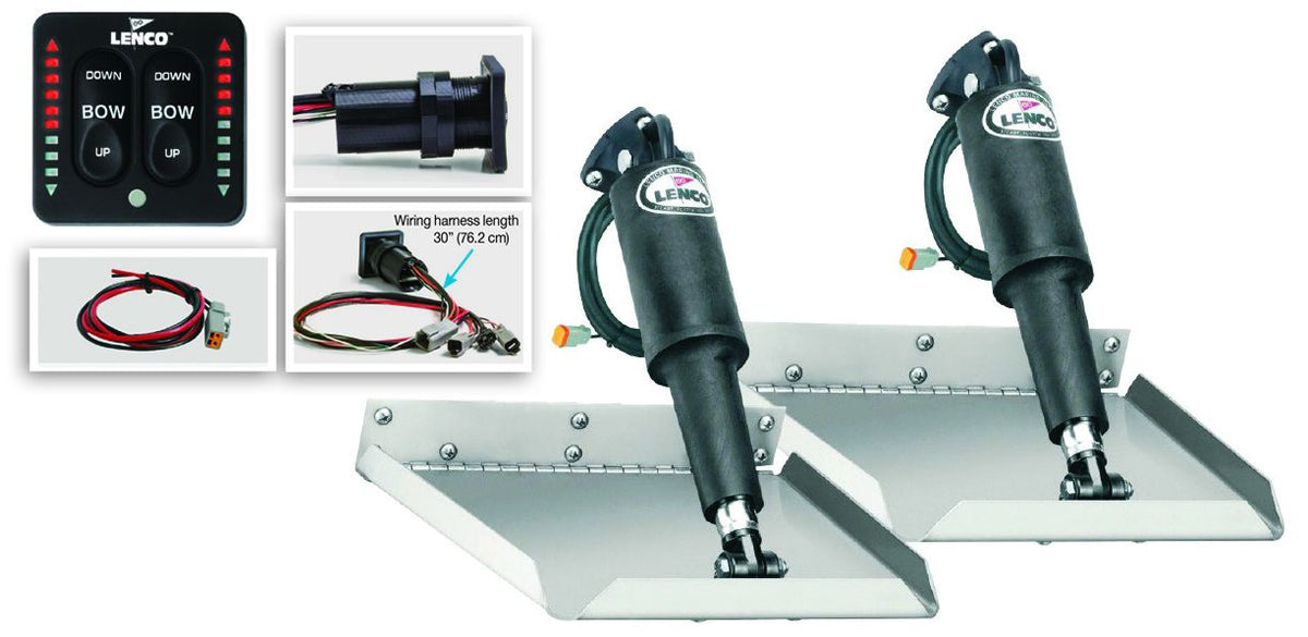 Lenco 12" x 12" Edgemount Trim Tab Kit w/LED Indicator Switch Kit 12V