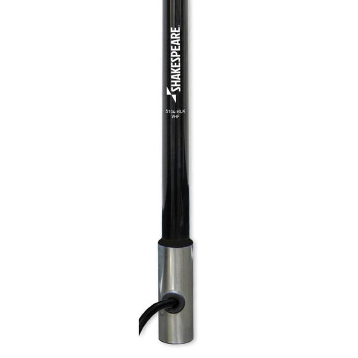 Antena VHF clásica Shakespeare 5104 de 4 pies con cable RG-58 de 15 pies - Negra