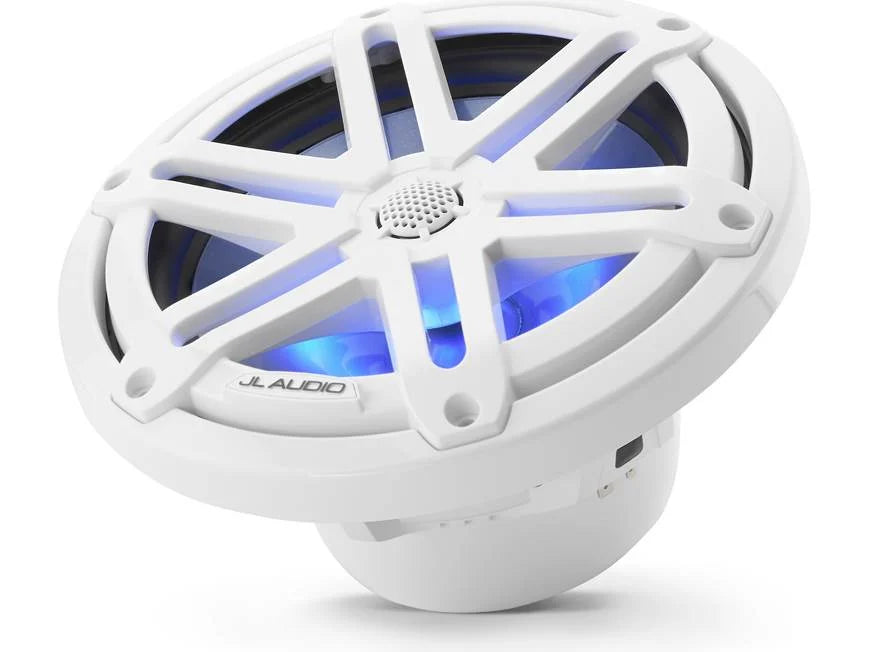 JL Audio M3 Series 7.7" Marine Coaxial Speakers w/Gloss White Sport Grilles w/RGB LED Lighting - M3-770X-S-Gw-i
